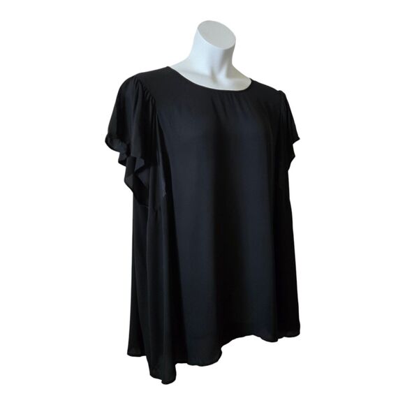 NWT Torrid Women's Georgette Dolman Black Flutter Short Sleeve Top Plus 5X 28 - Picture 2 of 10